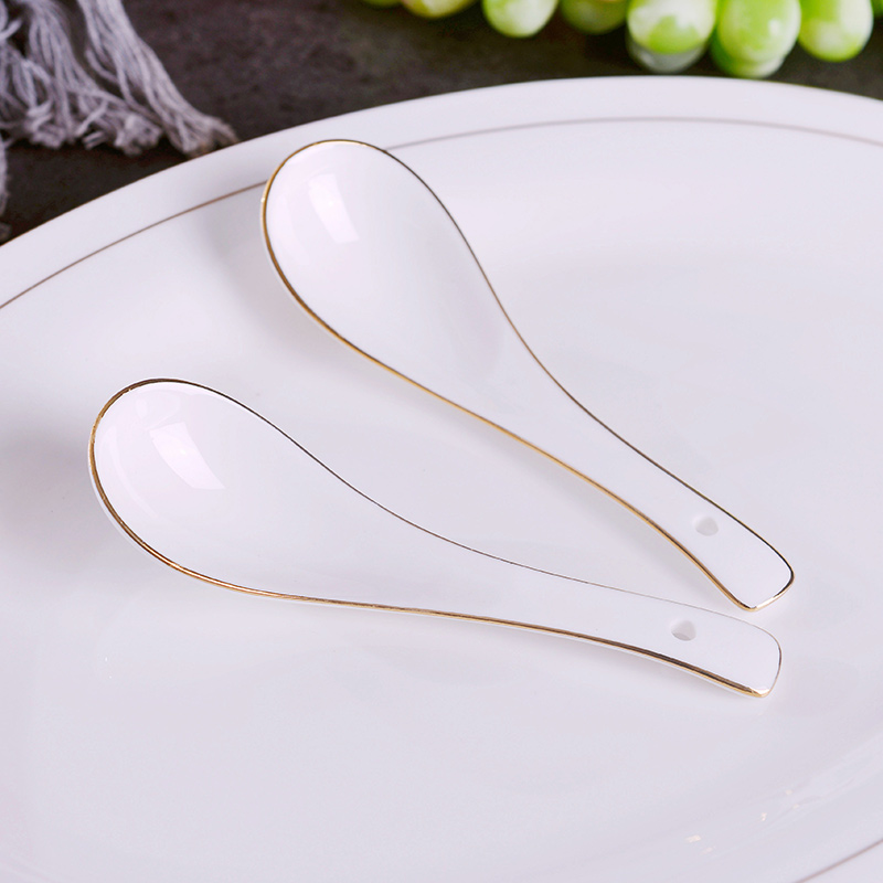 Jingdezhen ipads China ten pack 】 【 Jin Bianchang spoon handle suit creative lovely household ceramic spoon run out