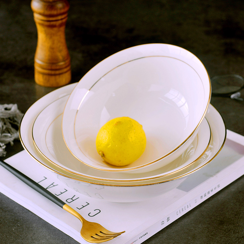 Jingdezhen household ipads porcelain ceramic eat rainbow such use large soup bowl basin of continental Jin Bianshang single contracted creative dish bowl