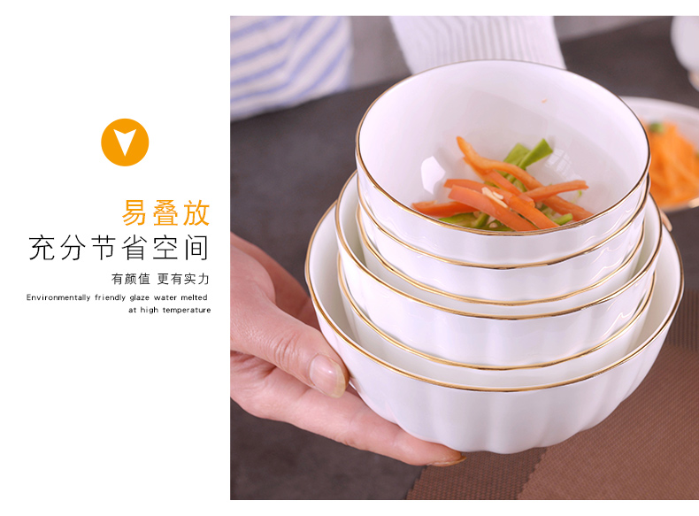 Jingdezhen creative manual gold 】 【 ipads porcelain rice bowls of household of Chinese style single eat noodles bowl large soup bowl