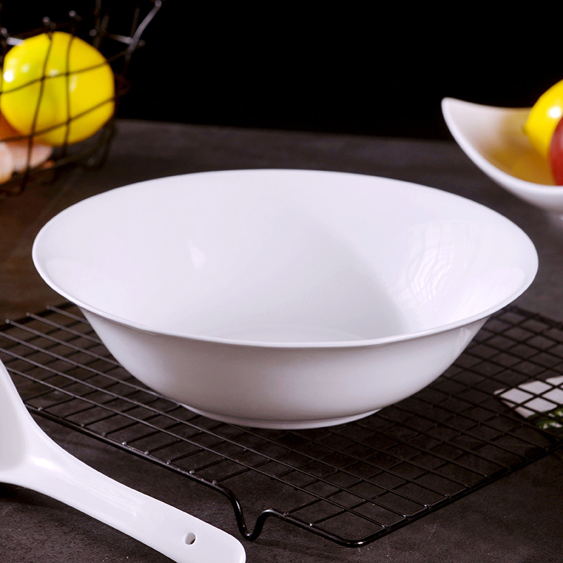 Pure white ipads porcelain jingdezhen large soup bowl creative household ceramic bowl suit single circular soup basin type