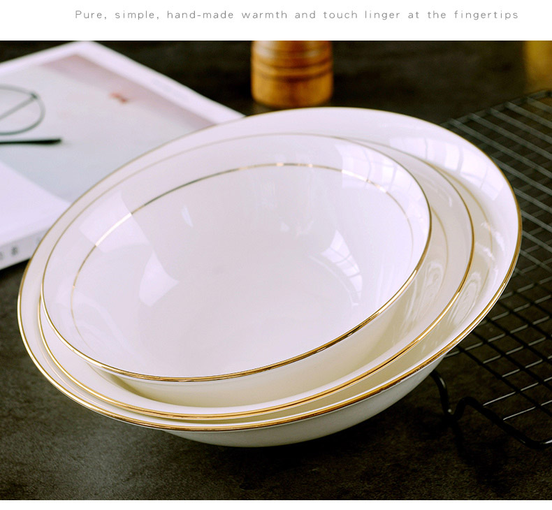 Jingdezhen household ipads porcelain ceramic eat rainbow such use large soup bowl basin of continental Jin Bianshang single contracted creative dish bowl