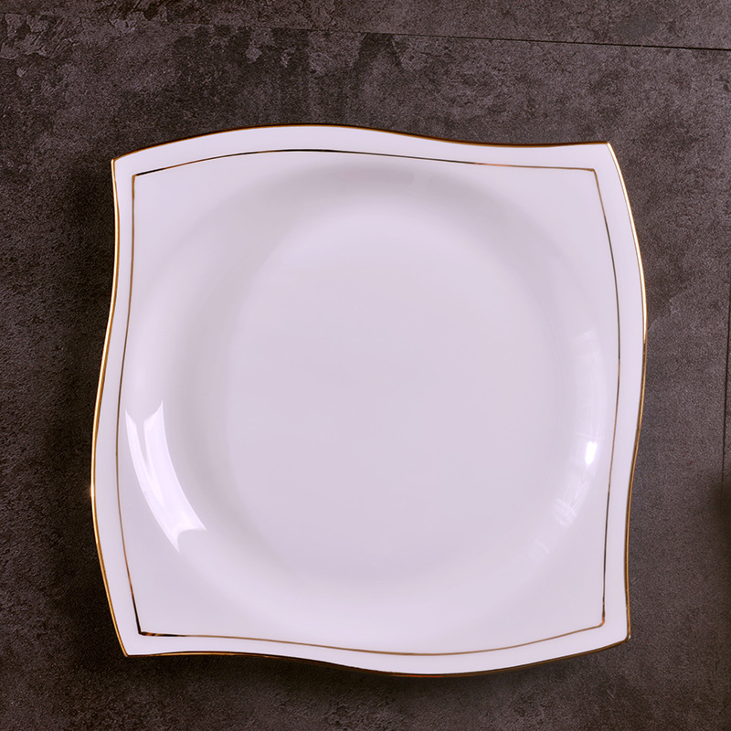 Jingdezhen household ipads porcelain child manual gold 】 【 European creative dishes ceramic disc beefsteak flat