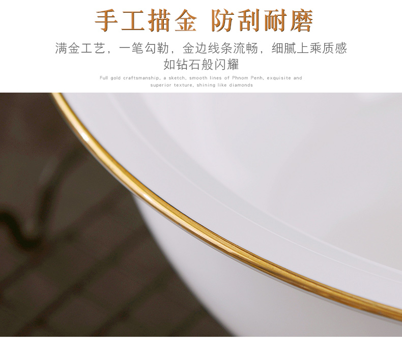 Jingdezhen European - style up phnom penh ipads China big bowl of household large ceramic bowl of a single circular soup basin can match the big spoon