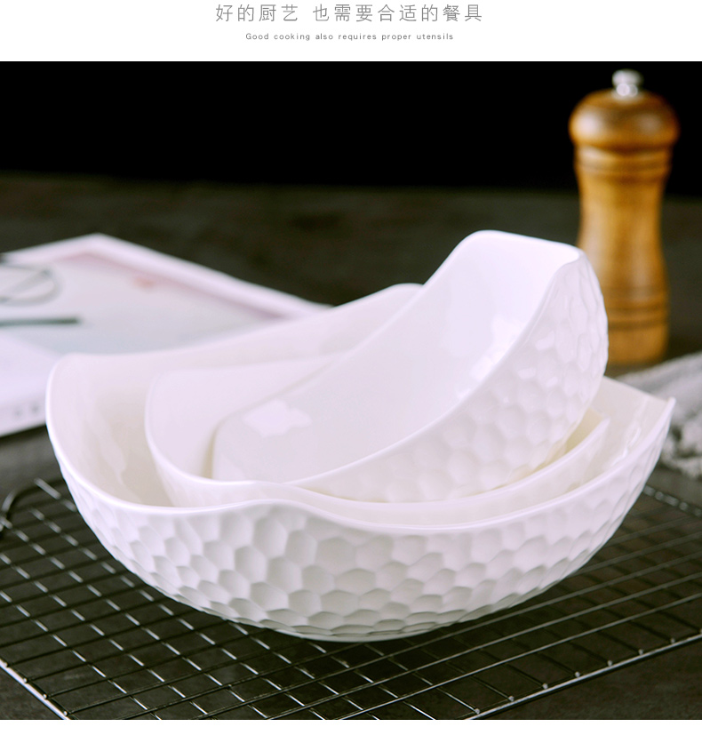 Creative Nordic style single ceramic tableware move pure white foot bowl dish bowl of fruit salad bowl