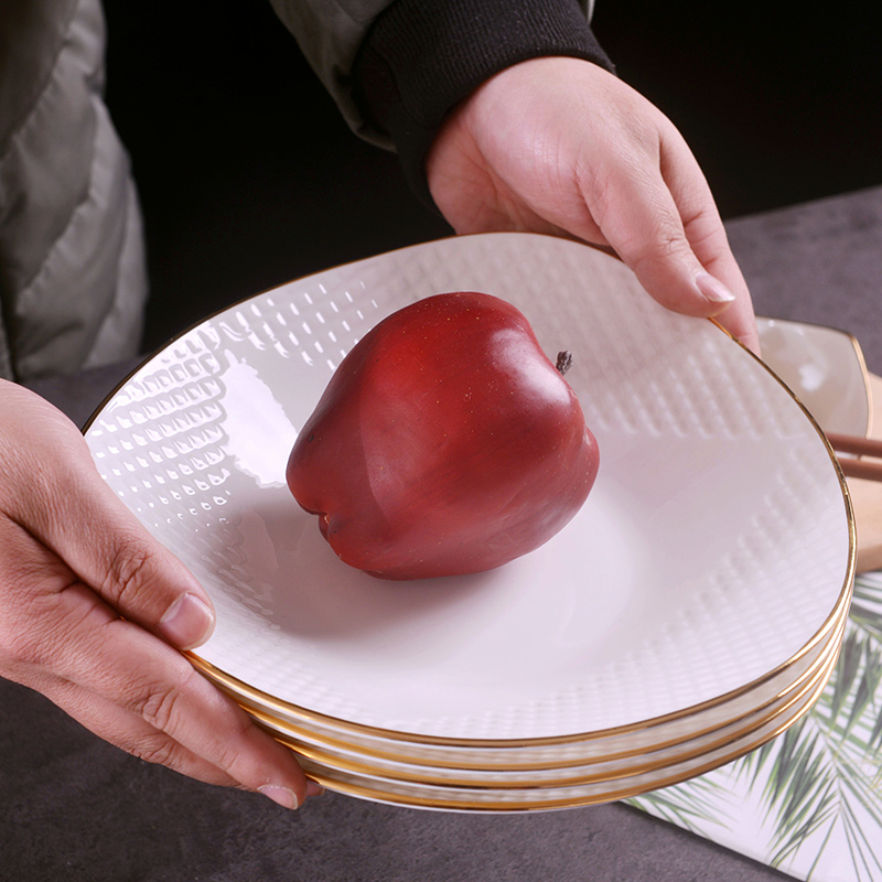 Jingdezhen ceramic checking gold 】 【 food dish suit household creative European - style triangle ceramic deep dish soup plate