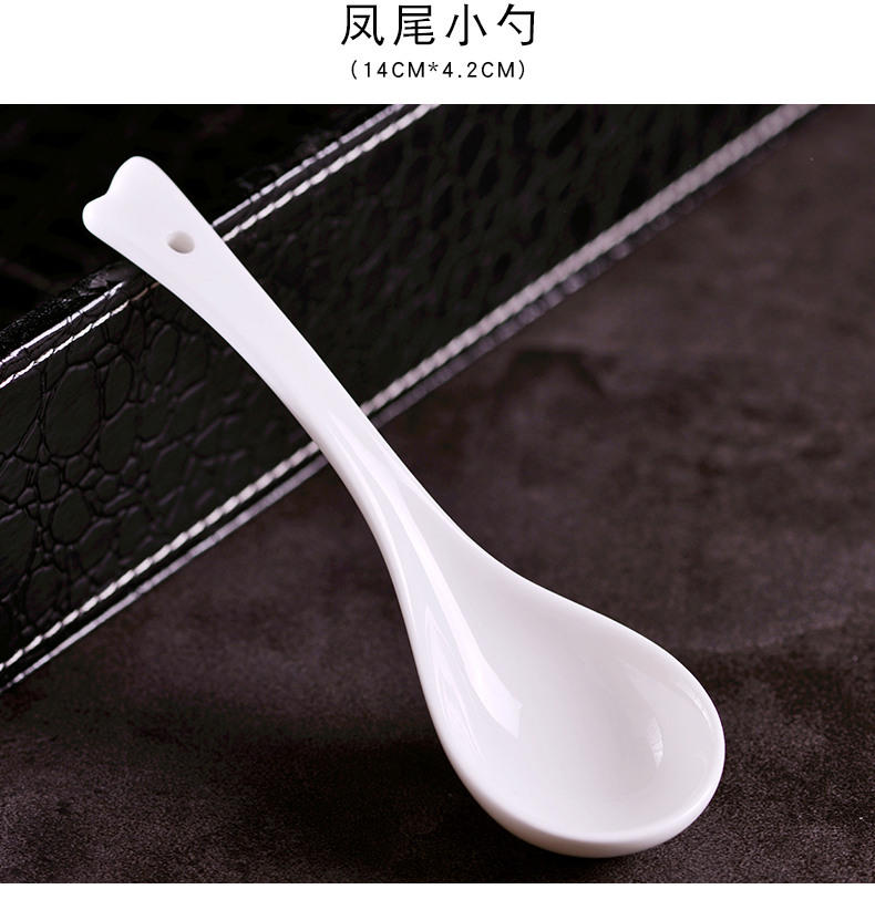 Jingdezhen household pure white ipads porcelain run child Chinese creative tablespoons of small spoon, ceramic tableware spoons a spoon