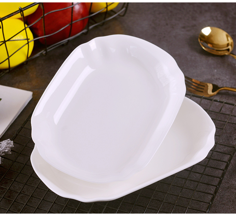 Jingdezhen 2 pack 】 【 pure white ipads porcelain glaze color lotus expressions using rectangular plate under Japanese household ceramics 0