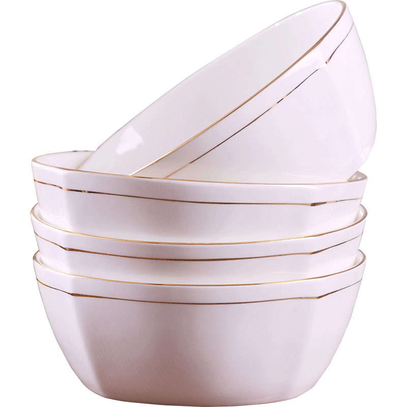 Jingdezhen ceramic checking gold 】 【 up phnom penh 5.5 inches large rice bowls of household ceramics rainbow such use 4 pack