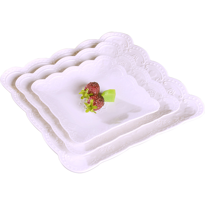 Jingdezhen anaglyph creative ou flat ceramic plate west tableware, the steak is suit dish household square plate