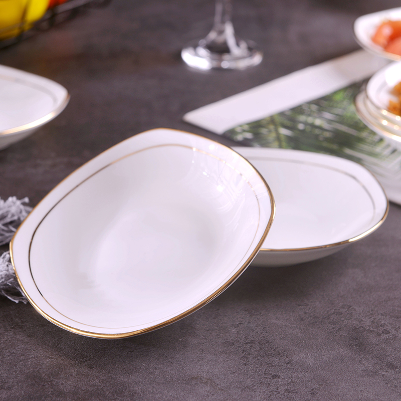 Jingdezhen ceramic checking gold 】 【 square flavour dish home snack dish of pickles up phnom penh dish hotel dip