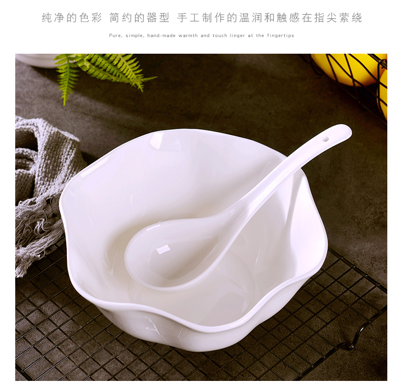 Jingdezhen household ipads China large soup bowl creative move hotel irregular ceramic soup bowl bowl restaurant