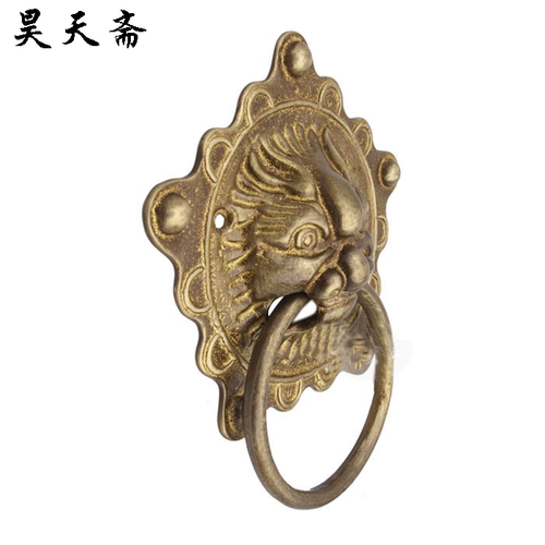 昊天斋 Siheyuan деревянная дверь -дверная голова тигра, антикварные ворота, наклонив первые ворота головы зверя и потянув старую модушную ручку головки льва