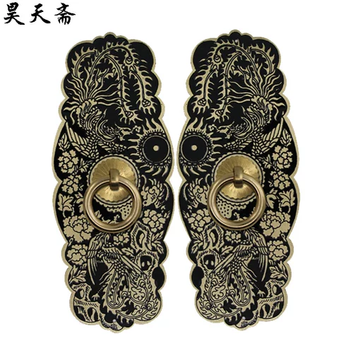 昊天斋 Новая дверь ручной работы в стиле китайского стиля -антикварная чистого медного шкафа, ручка -ручка, шкаф рука