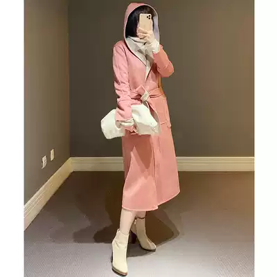 Annalemon Italy imported high-end LRP double-sided cashmere coat medium and long version of women's hooded two-sided jacket