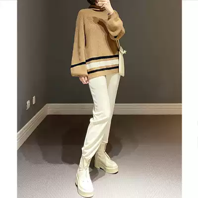 Annalemon gentle and delicate all stay on yarn Lrp chimney collar stripe Vintage cashmere sweater