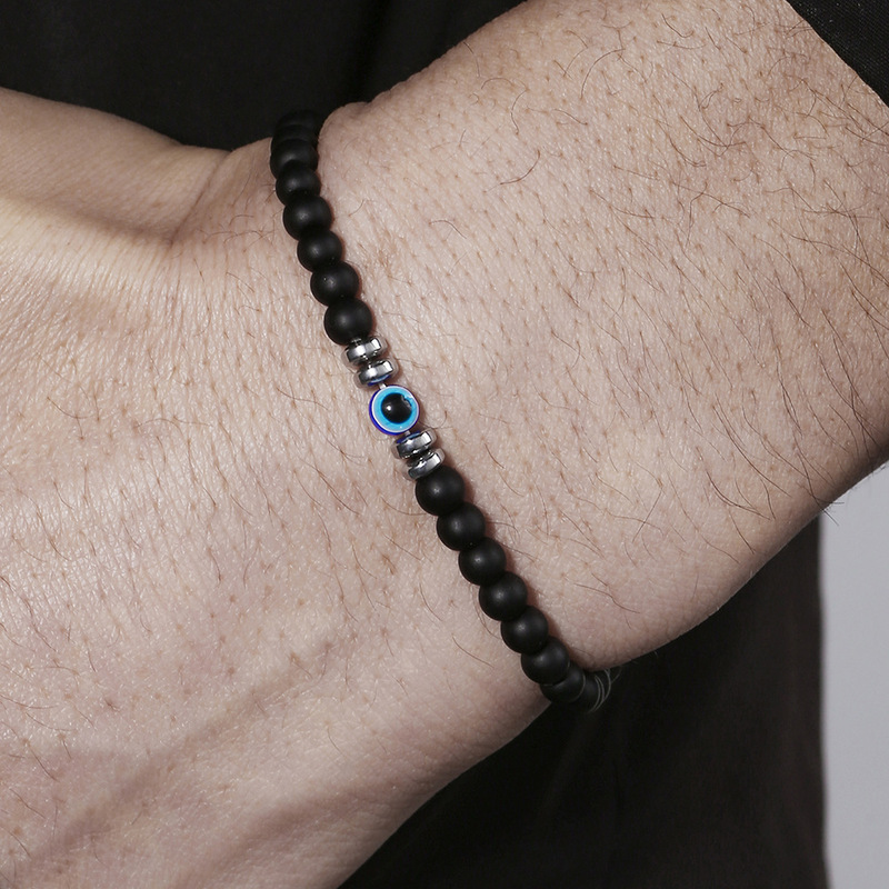 4mm Evil Eye Tiger Eye Stone Bracelet Green Peacock White Pine Turkish Blue Eye Beaded Bracelet