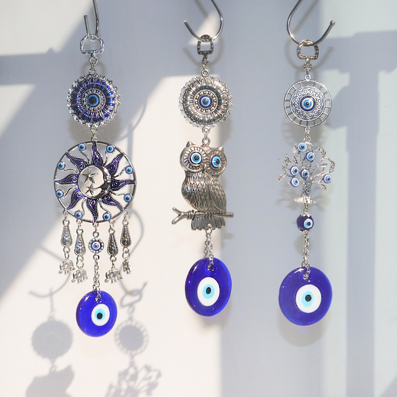 Evil Eye, Tree of Life, Owl Pendant, Turkish Blue Eye Dream Catcher, Moon Wall Hanging Evil Eye, Tree of Life, Owl Pendant, Turkish Blue Eye Dream Catcher, Moon Wall Hanging