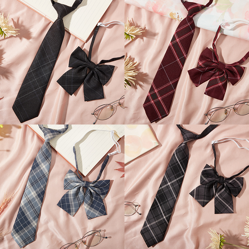 Japanese-Style Plaid Jk Bow Tie Collar Flower Tie for Women, School Style Graduation Photo, No Need to Tie, Shirt Sailor Suit for Children