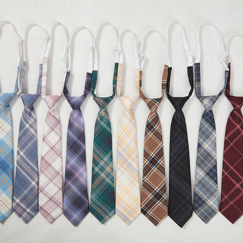 LieShang Korean Style JK Plaid Tie, Unisex College Style, No-Knit Lazy Tie, Versatile with Decorative Arrow Shape