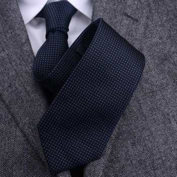 Silk Mulberry Silk Dark Blue Polka Dot Tie Men's Business Formal Wear 8cm Korean Style Tie Wedding Groom