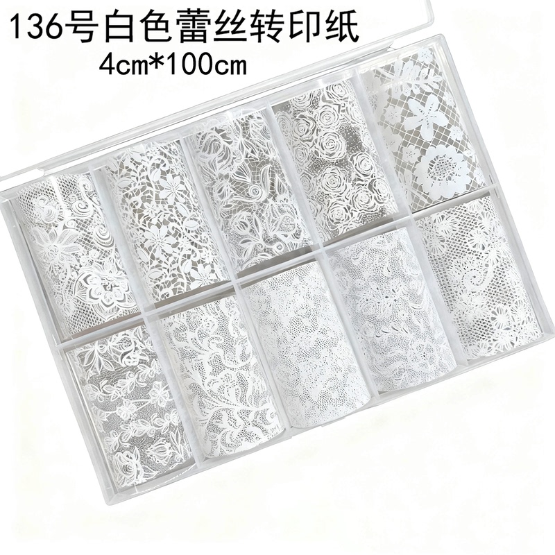 Pure White Lace Nail Art Transfer Paper Sticker Floral Elegant Fairy-Like Internet Celebrity Style Nail Decoration DIY Manicure Pure White Lace Nail Art Transfer Paper Sticker Floral Elegant Fairy-Like Internet Celebrity Style Nail Decoration DIY Manicure