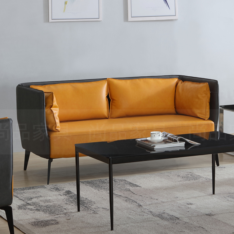 High-end atmospheric office sofa coffee table combination American retro industrial style sofa reception office sofa