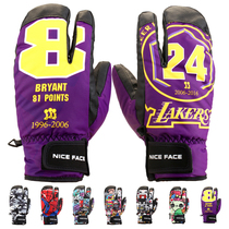 NICEFACE three-finger snowboard gloves warm thickened mens and womens windproof non-slip waterproof wear-resistant gloves