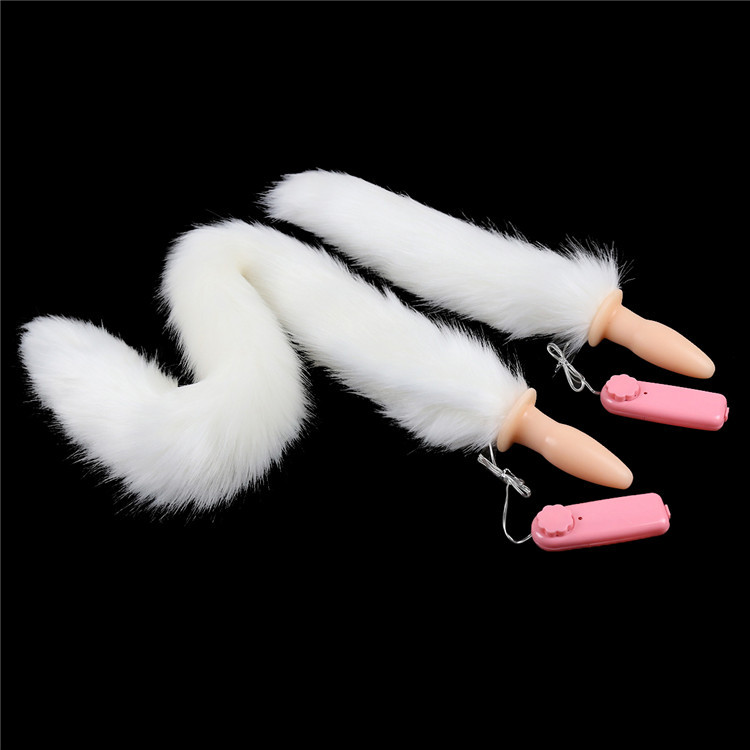Plue long tail out of the female rear fox tail silicone anal toy SM sex supplies electric