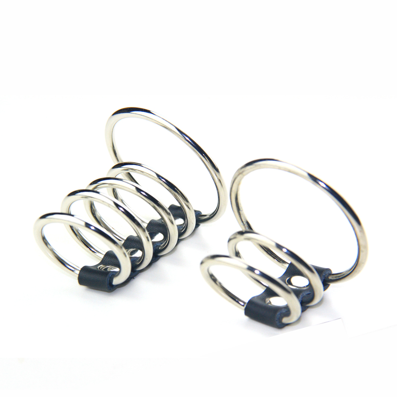 Man with metal masculiny ring penis ring scrotum ring JJ three-ring five-ring shackle with adult SM supplies