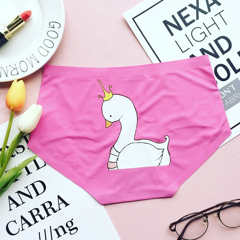 (single piece of fine clothing) Meier red cute rubber print Sexy student girl a piece of ice silk unmarked underpants woman