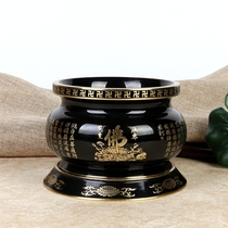 Taiwan copper incense burner 8 inch 9 inch black relief heart sutra home temple buddha manufacturers direct classical incense stove