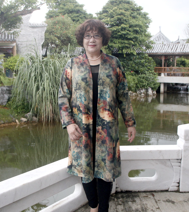 Осенний длинный плащ, куртка для матери, для среднего возраста, средней длины, большой размер Jane edge 