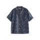 MRLIUS vintage distressed 2024 summer ໃໝ່ linen striped suit collar versatile retro style Hong Kong style loose shirt