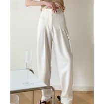  ICTS neat milkshake white impermeable and not easy to wrinkle crisp pleated shape thin temperament high waist cone suit pants