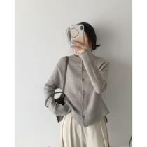 ICTS is North Island nostalgic simple base milk curry irregular hem with small loose round collar hit bottom