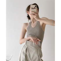  ICTS also wants to see you today milk coffee color sexy and gentle intertwined pit halter halter knitted vest
