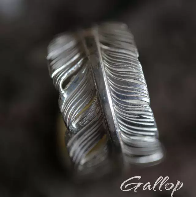 铁头的店 Iron head goros Mitaro first gold feather ring fully handmade 925 sterling silver ring