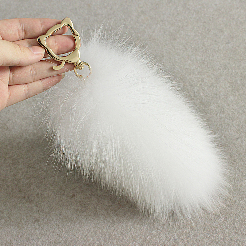 Gringotts original cat head fox fur tail car key chain snow white fox bag pendant pendant