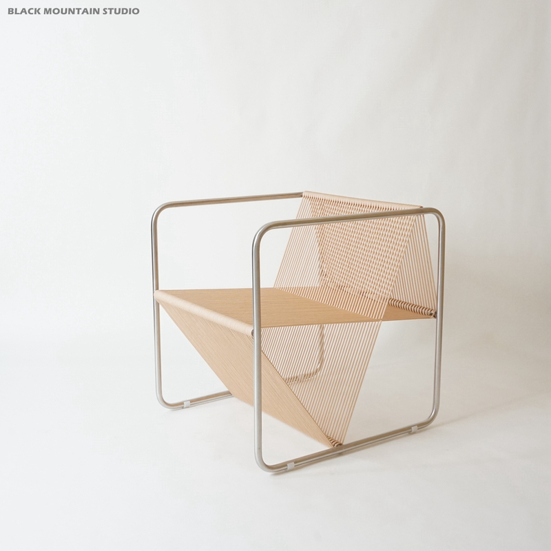 Black Mountain Minimalist Designer Art Stainless Steel Outdoor Rope Chair Balcony Leisure Chair Bauhaus Single Chair Sofa Chair