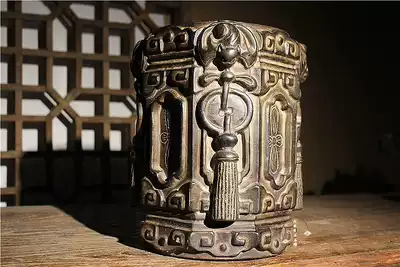 Old stone carving old stone antique Shanxi blue stone tassel auspicious stone pier base retro home decoration play