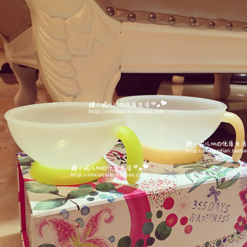 Japan Combi Combi Baby baby Newborn food bowl Rice flour practice tableware handle Rice bowl deep mouth