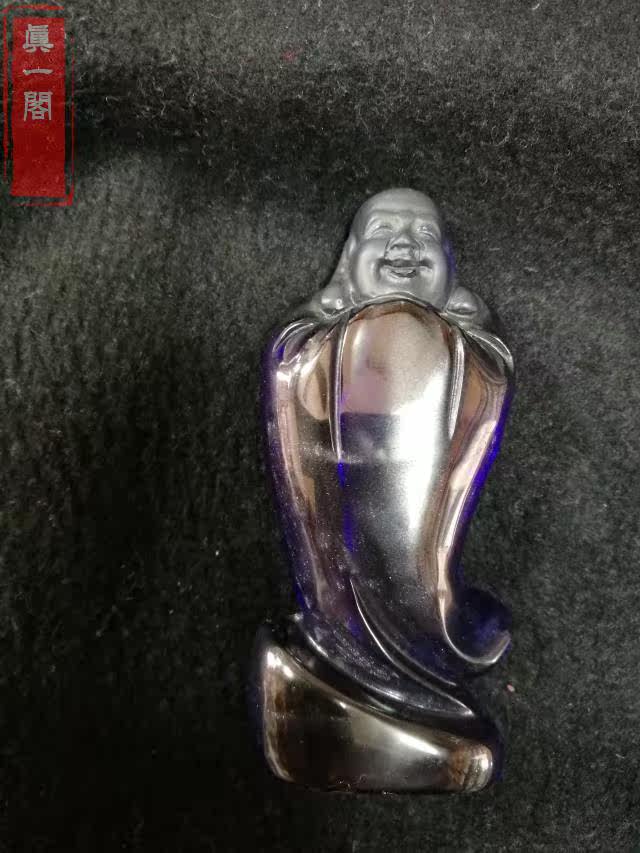 аксессуары для шеи 高档精品古玩 清代老宝石精美雕刻弥勒佛招财蓝宝石老宝石摆件