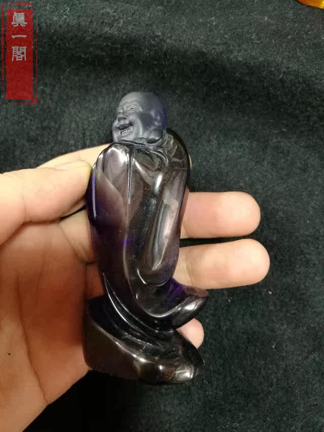 аксессуары для шеи 高档精品古玩 清代老宝石精美雕刻弥勒佛招财蓝宝石老宝石摆件