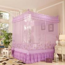 Raised three-door mosquito net encrypted three-open T-shaped door zipper square top with bottom mosquito net wrought iron paint bracket