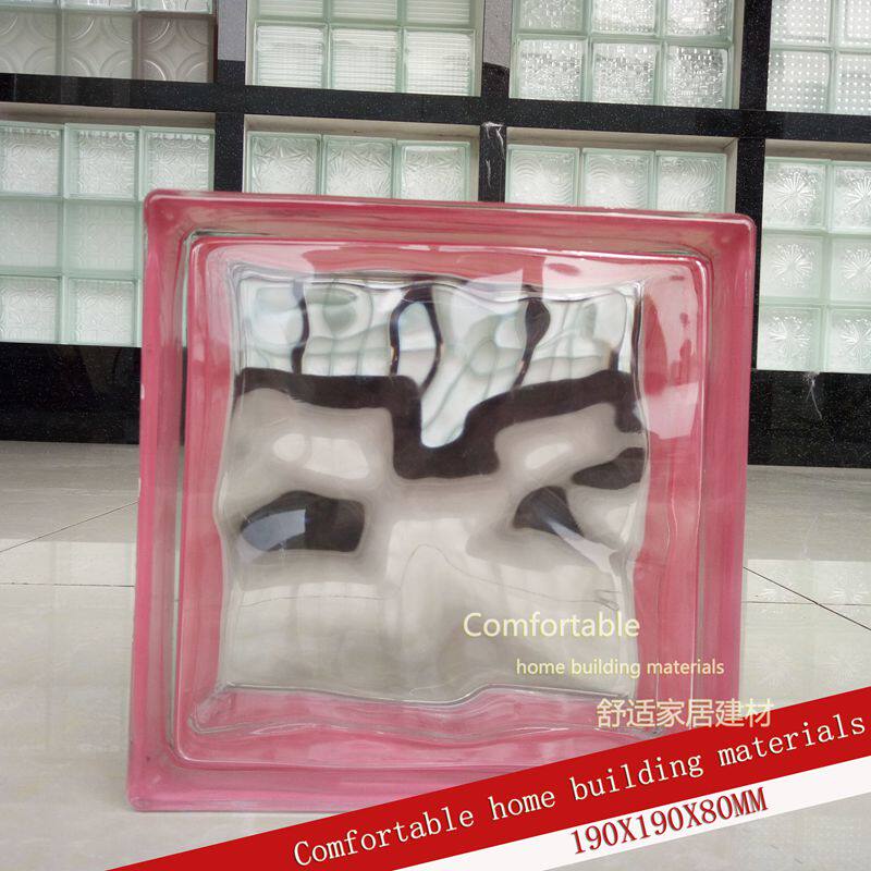 Pink cloud pattern color edge color Haiwei glass brick bathroom toilet partition wall factory direct sales shopkeeper recommended