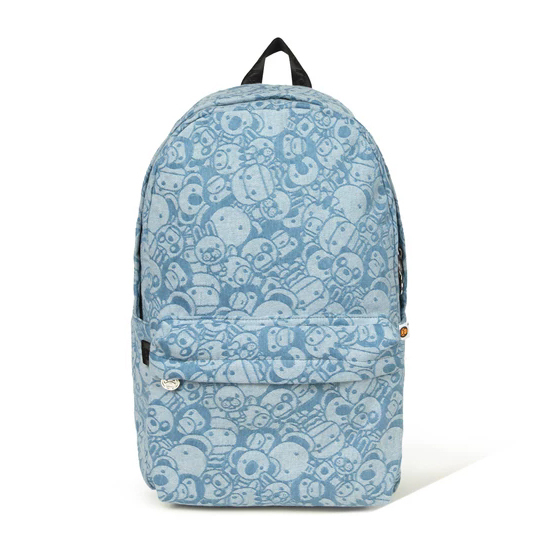 Baby Milo Blue Denim Monkey Print Backpack for Men and Women, Middle School Students' School Bag, Trendy Brand Computer Backpack