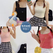 (Spot) loyal dog Small eight pear-shaped homemade-little butterfly-summer embroidery printed lotus leaf leisure vest students