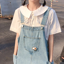 (Spot) loyal dog Small eight pear-shaped homemade-nursery rhymes sleeveless loose mid-length denim strap student sweet