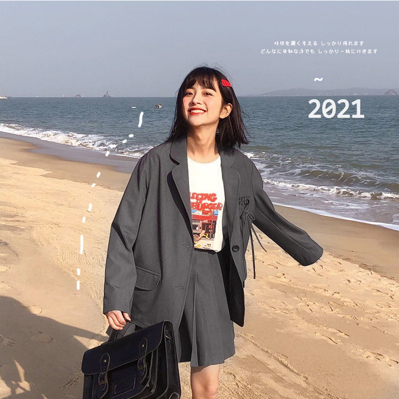 (spot s) Zhongdog small eight pear shaped homemade unique Japanese suit cute suit jacket short skirt autumn