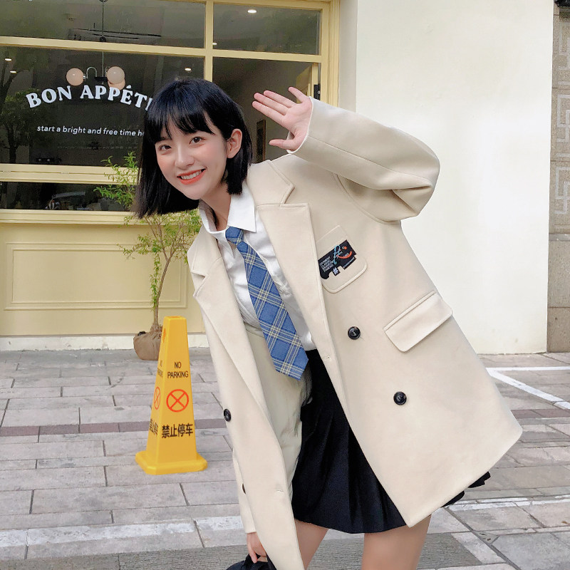 (Spot u) loyal dog Small eight pear-shaped homemade Mountain Sea one way College wind hair straight loose suit coat